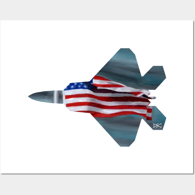 F-22 American Flag Silhouette Wall Art by DSCarts